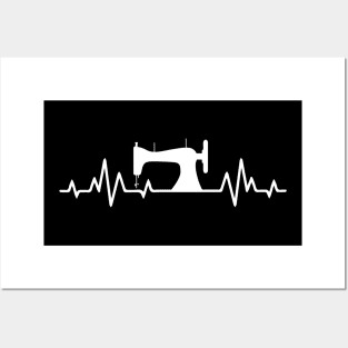 Sewing heartbeat design, sewing machine ekg line Posters and Art